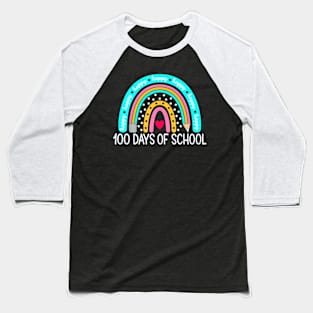 Happy 100Th Day Of School Teacher 100 Days Rainbow Baseball T-Shirt